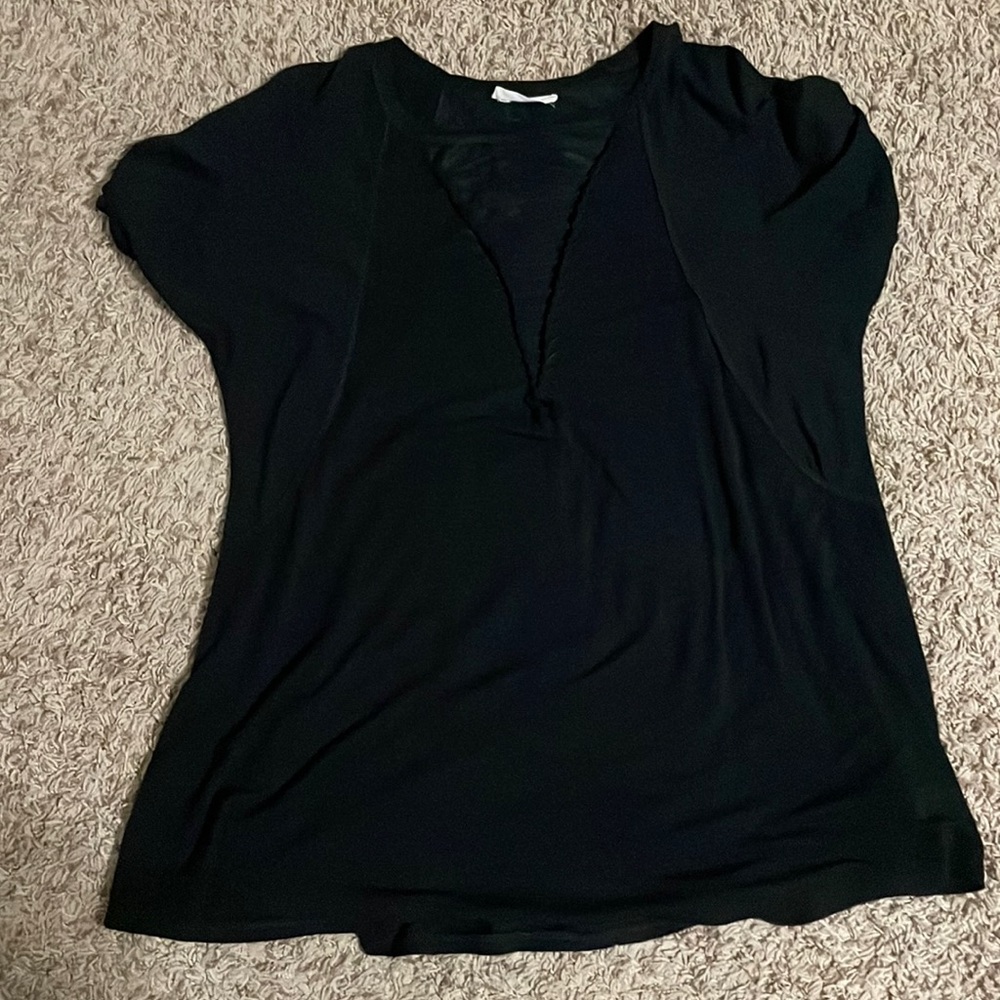 Black flowy shirt with cutouts down the v front